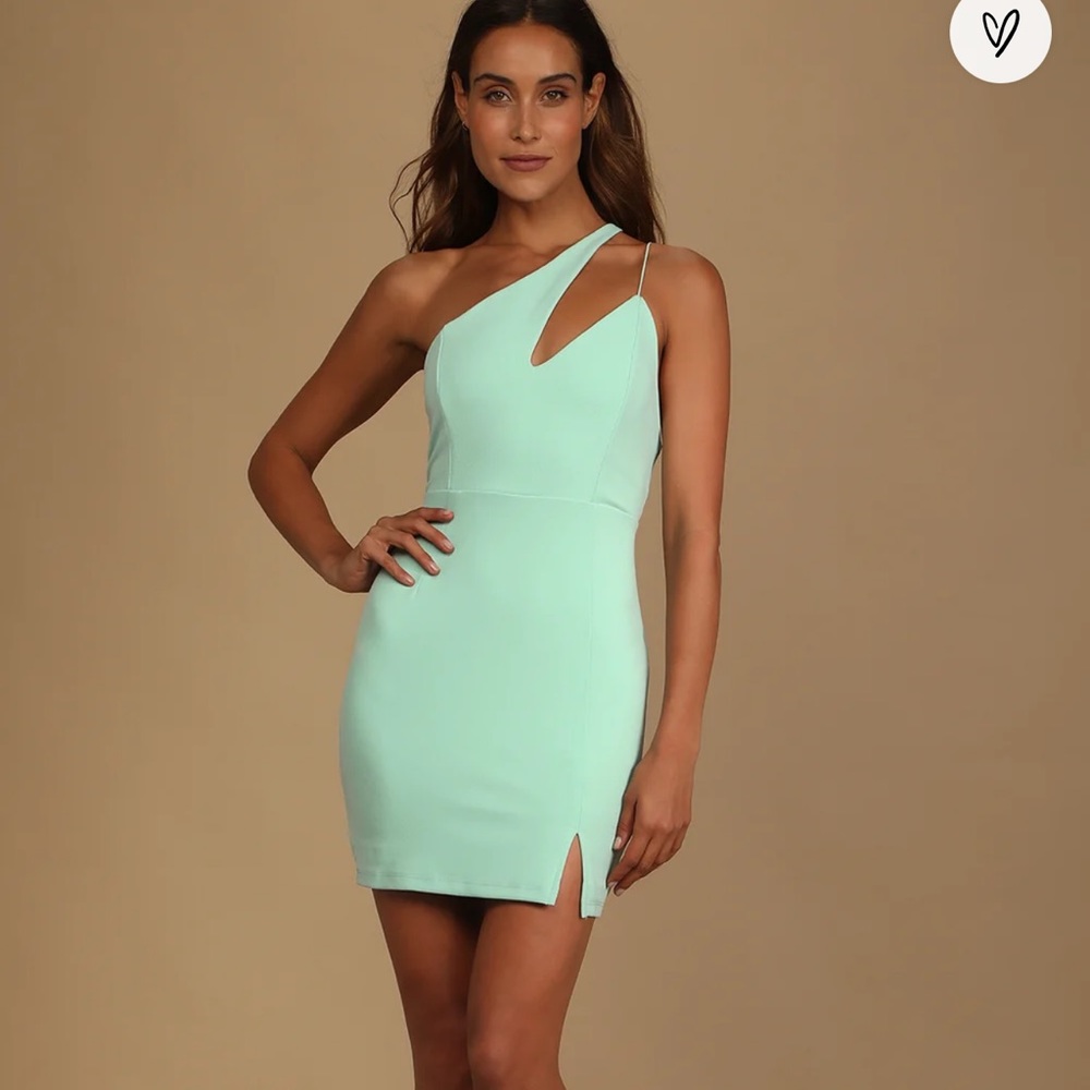 Lulus Poised to Party Mint One-Shoulder Bodycon Mini Dress